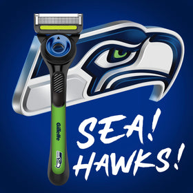 Gillette Labs Seahawks edition blades pack provides long-lasting blades for daily use.