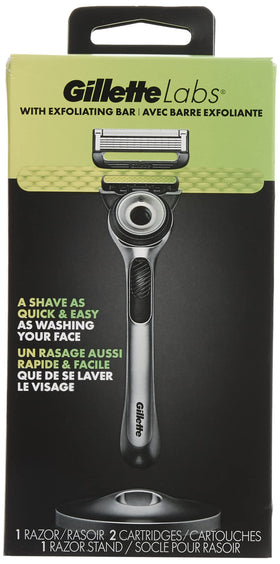 Shaving kit in use shows fast, efficient cleansing and exfoliation.