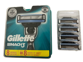 Gillette Mach3 eight-pack refills for smooth, close shaves at home.