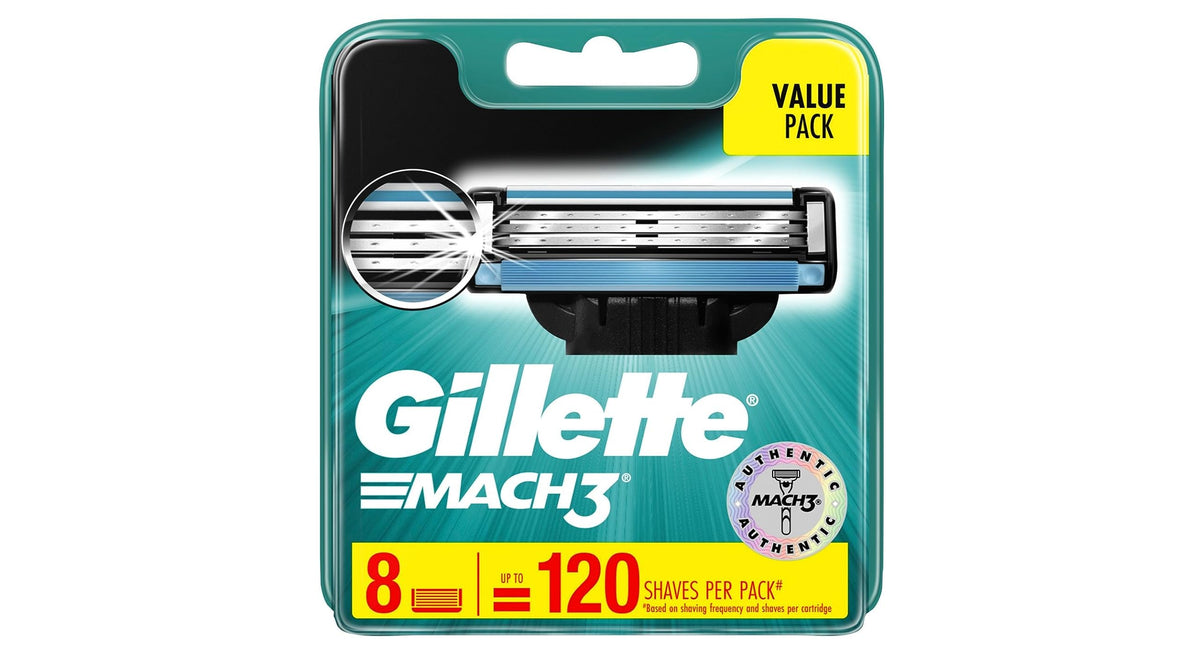 Gillette Mach3 refill 8-count pack front view for convenient daily shaving