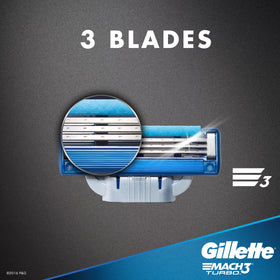 Gillette Mach3 Turbo skin guard fins reduce irritation for a smooth shave.