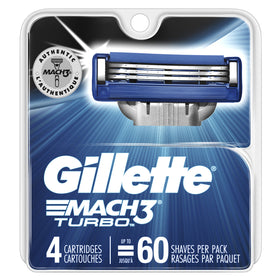 Gillette Mach3 Turbo close-up of three blades for a smoother shave.