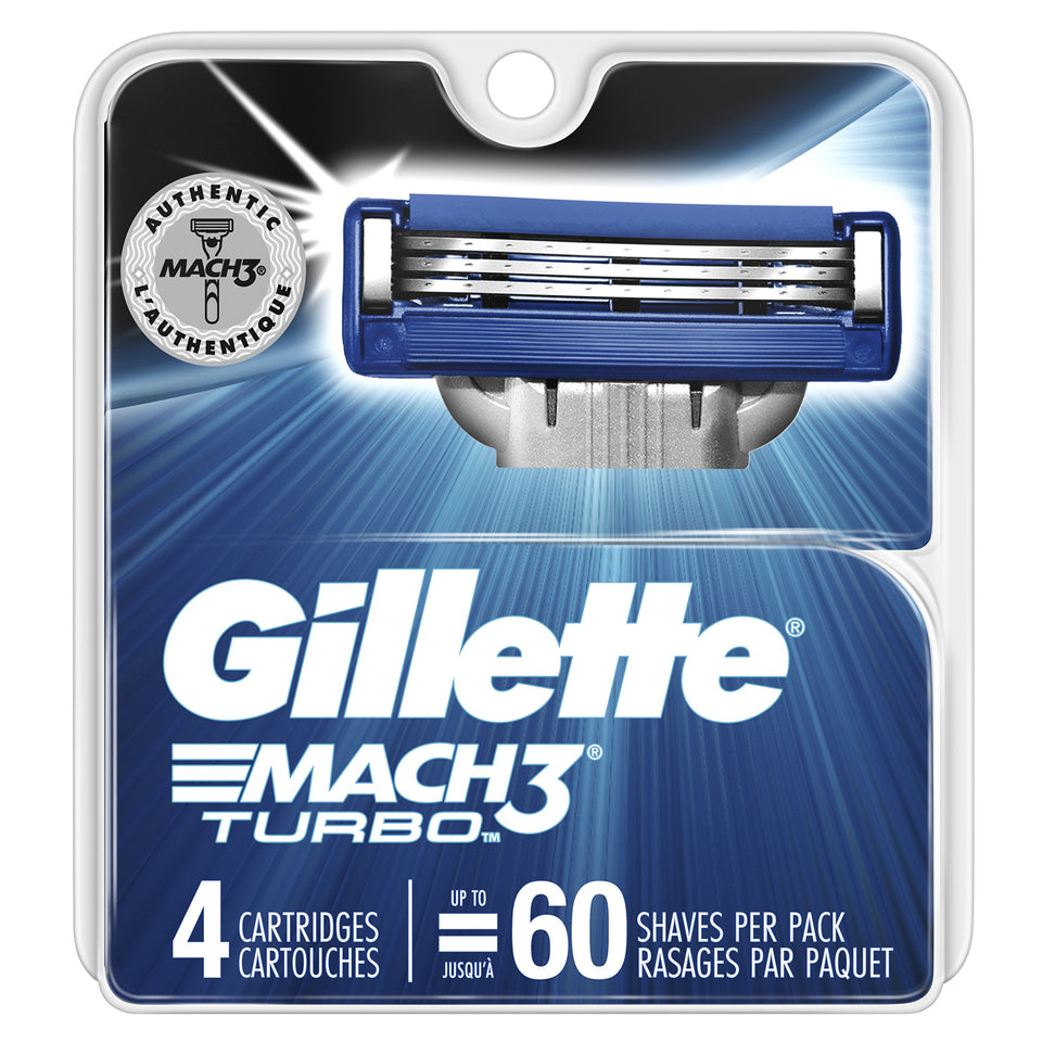 Gillette Mach3 Turbo close-up of three blades for a smoother shave.
