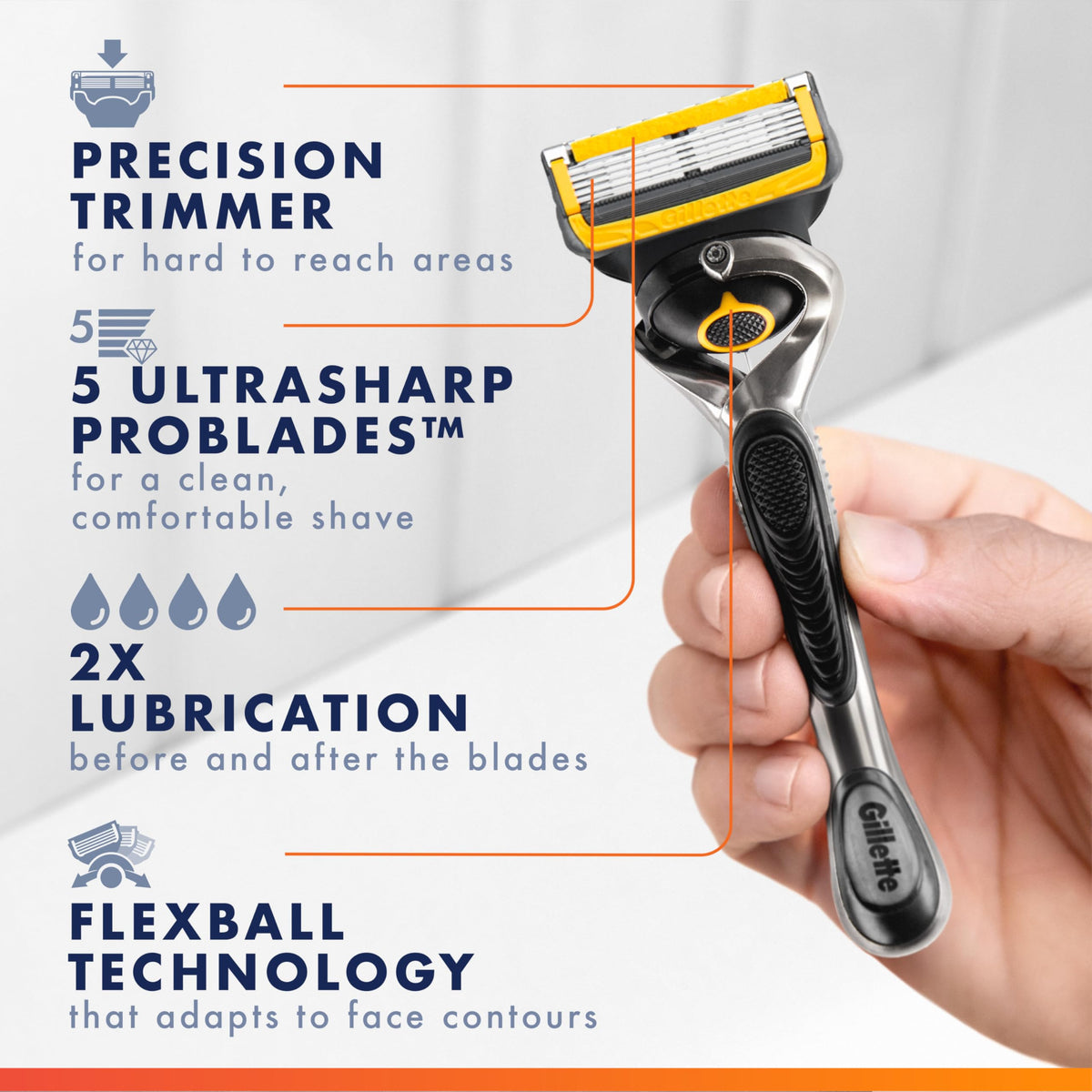 Gillette ProGlide Shield blade refill with five blades for smooth shaves