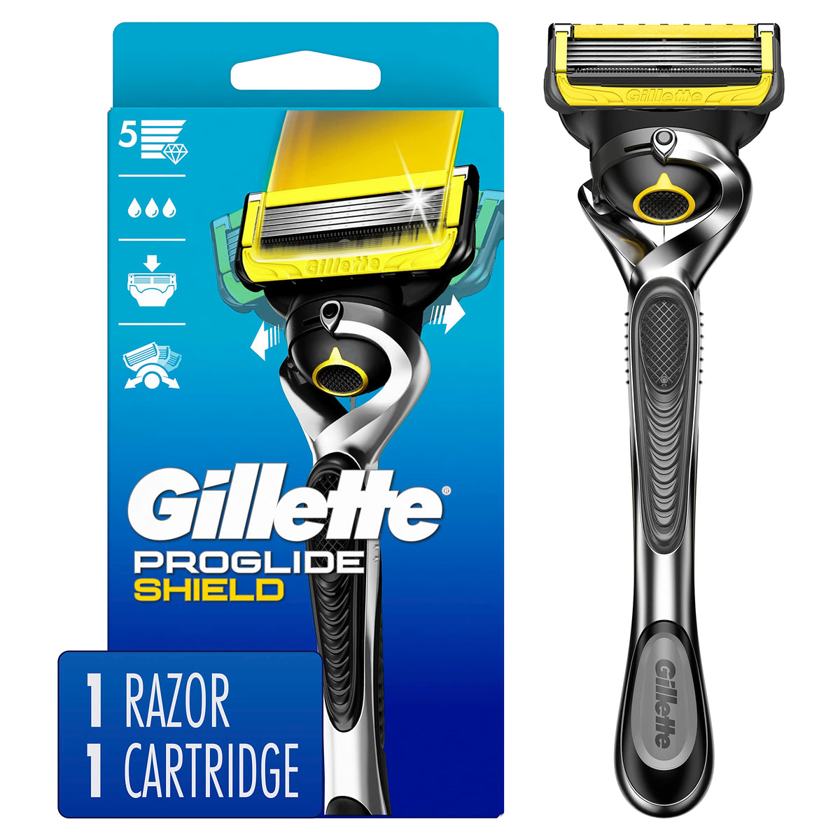 Gillette ProGlide Shield handle close-up with flexball for contouring comfort