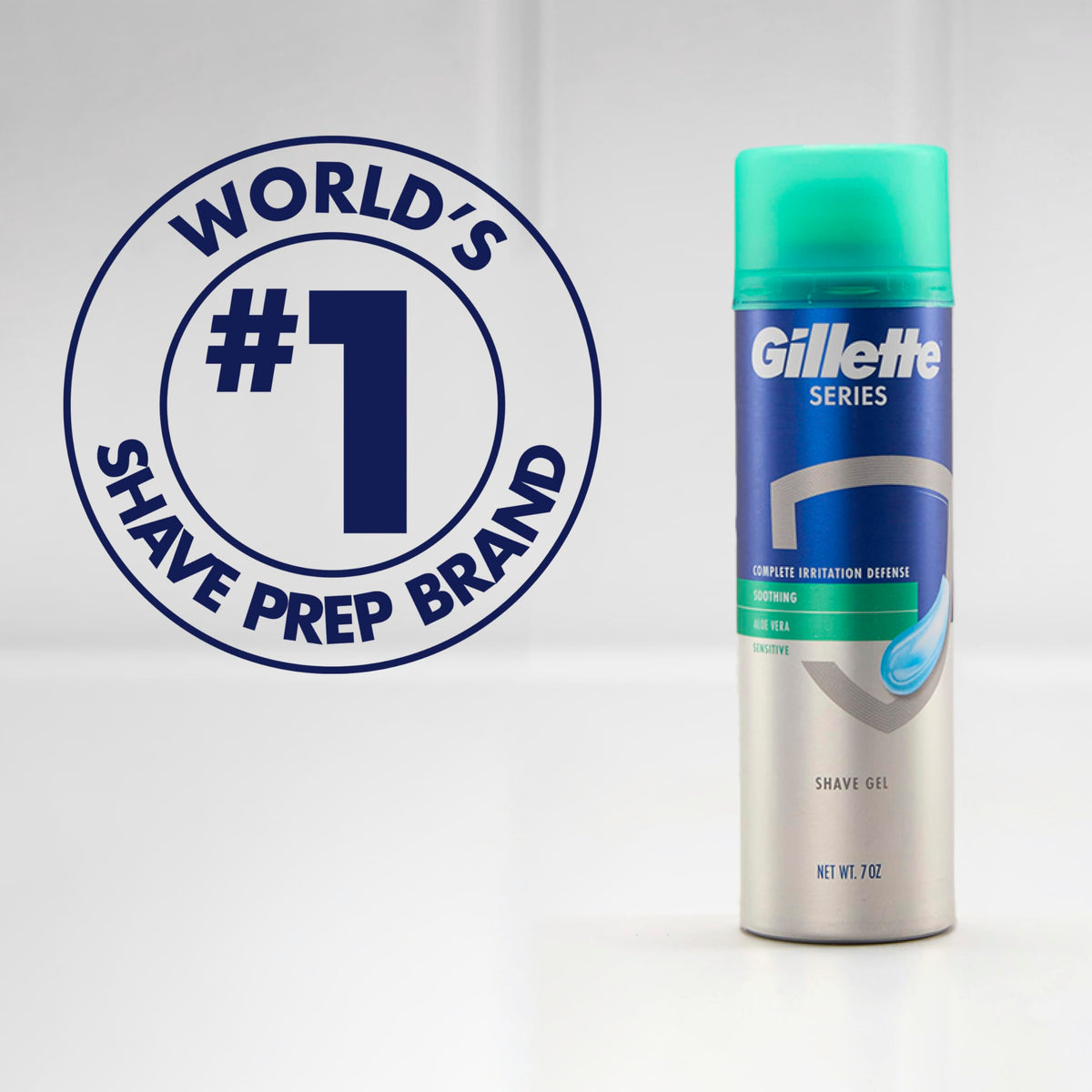 Gillette TGS Series Sensitive Gel on sink display.
