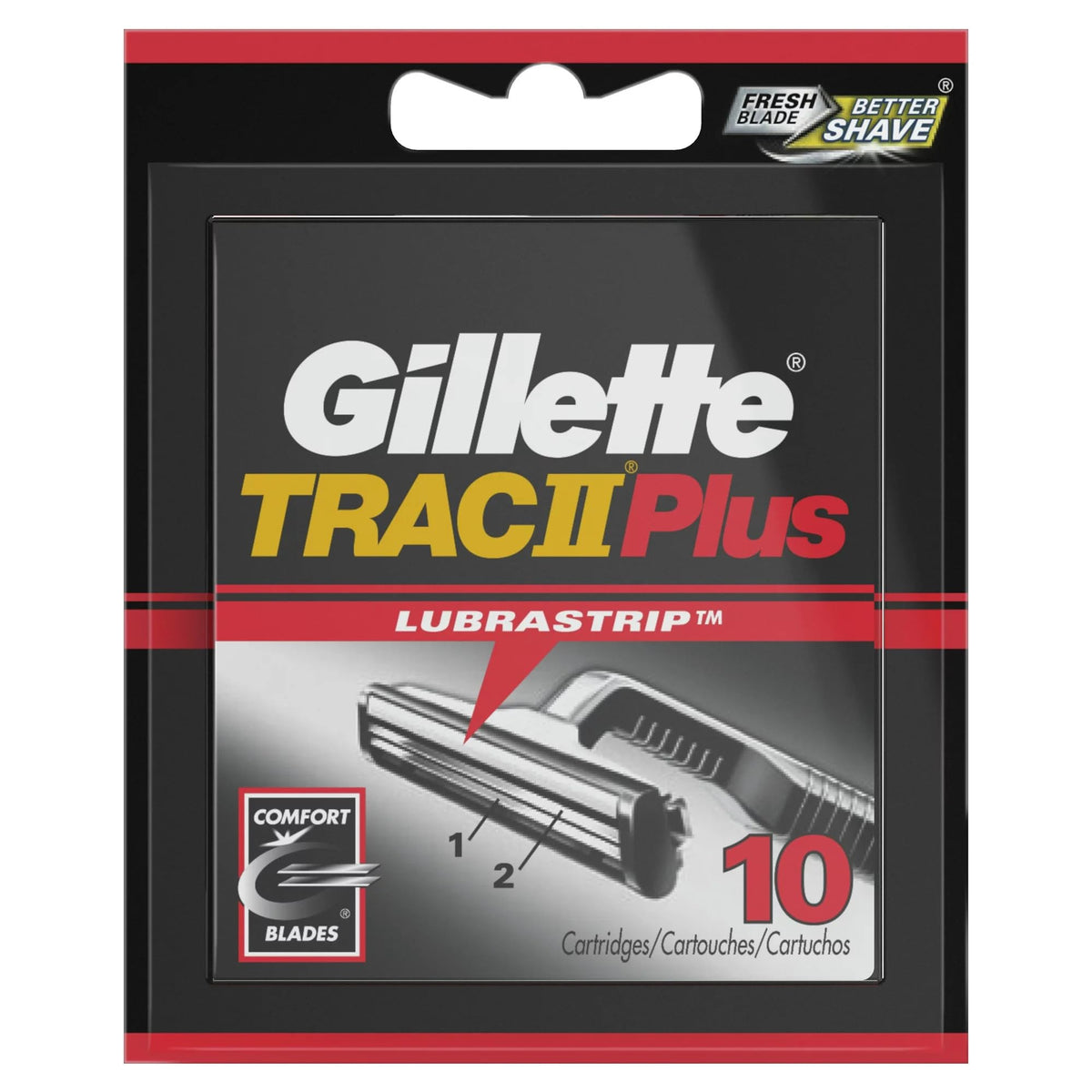 Gillette TRAC II 30 cartridges pack showing value and convenience for refill shaves.