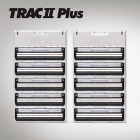 Gillette TRAC II twin blades close-up highlighting precise shave potential.