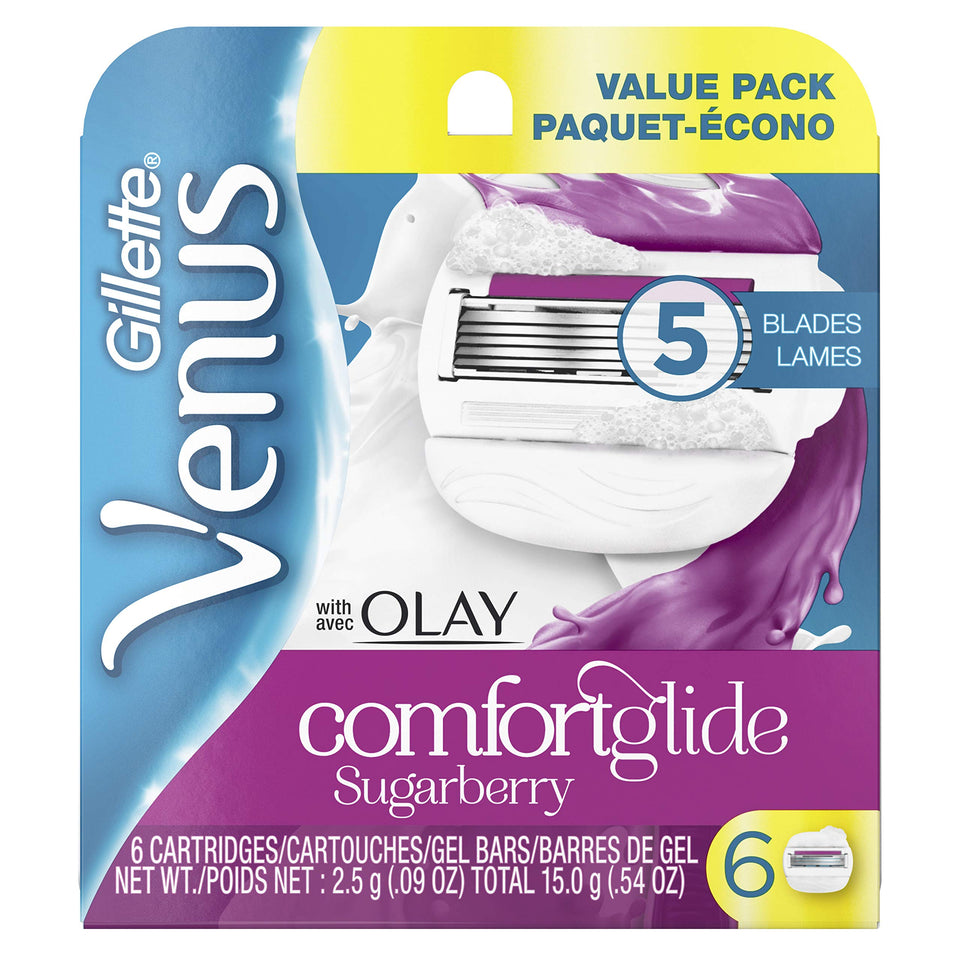 Gillette Venus ComfortGlide Sugarberry blades close-up for a smooth shave