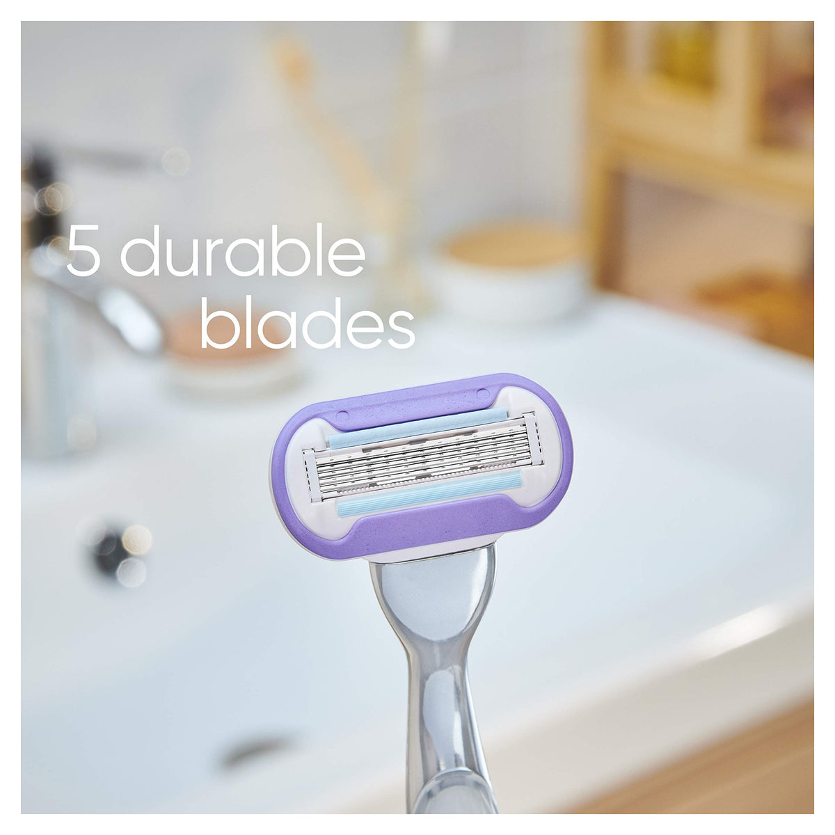 Five blade system on Venus Deluxe Platinum for a close shave.