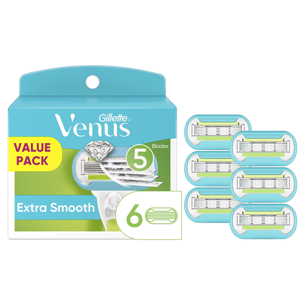 Gillette Venus Embrace refills with five blades for a lasting smooth shave.