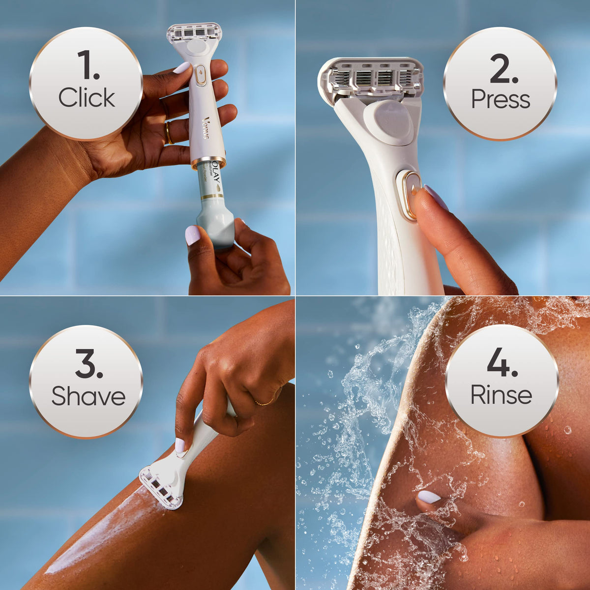 Gillette Venus Radiant Skin waterproof-handle withstands damp shower conditions.