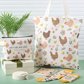 Gilprop cosmetic bag with chicken print, convenient for organizing cosmetics on the go.