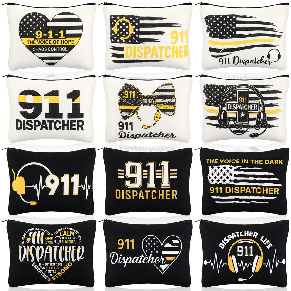 Gilprop dispatcher makeup bags with headphones and flag emblem, a thoughtful gift for 911 heroes.