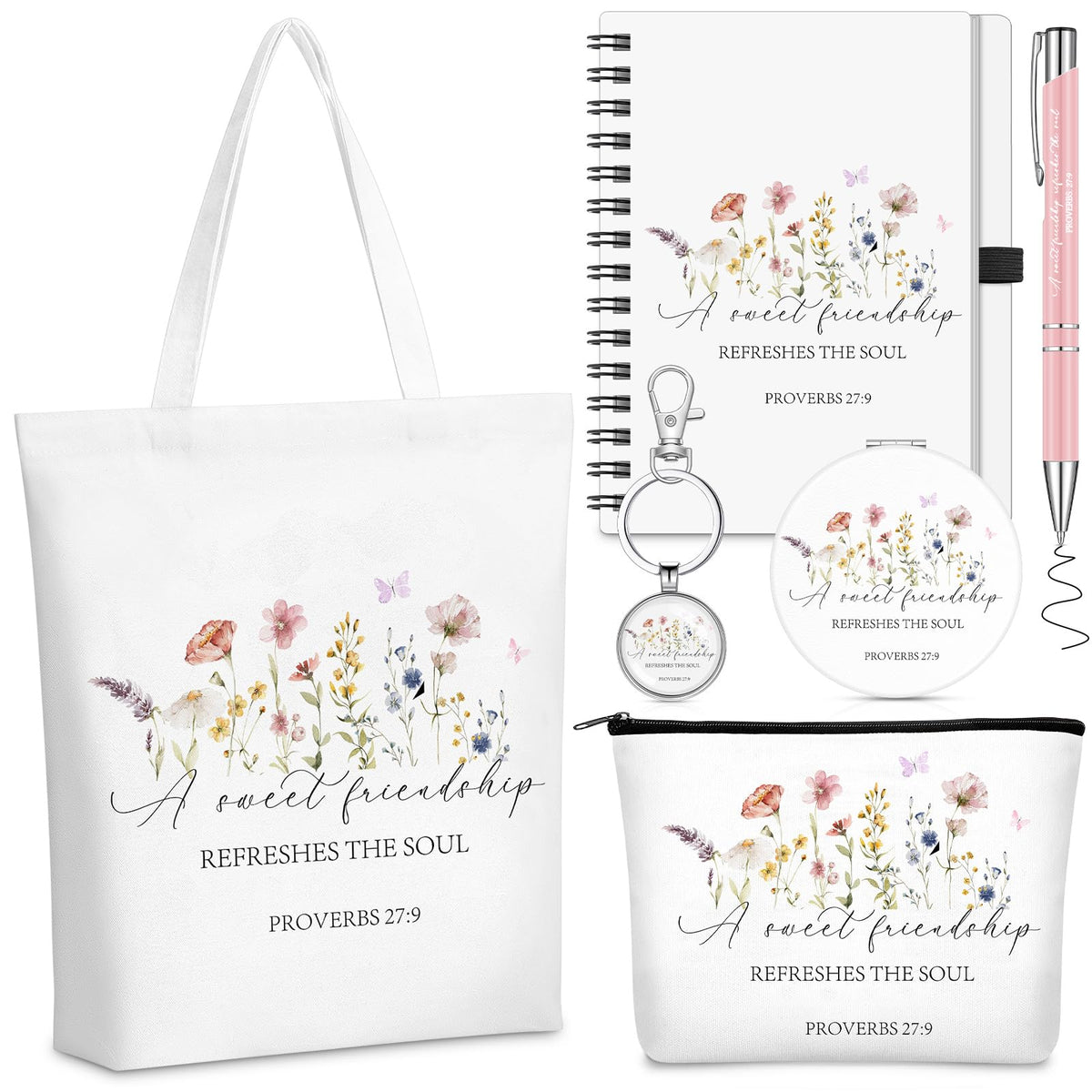 Gilprop friend gift handbag featuring Proverbs 27:9 for everyday organization.