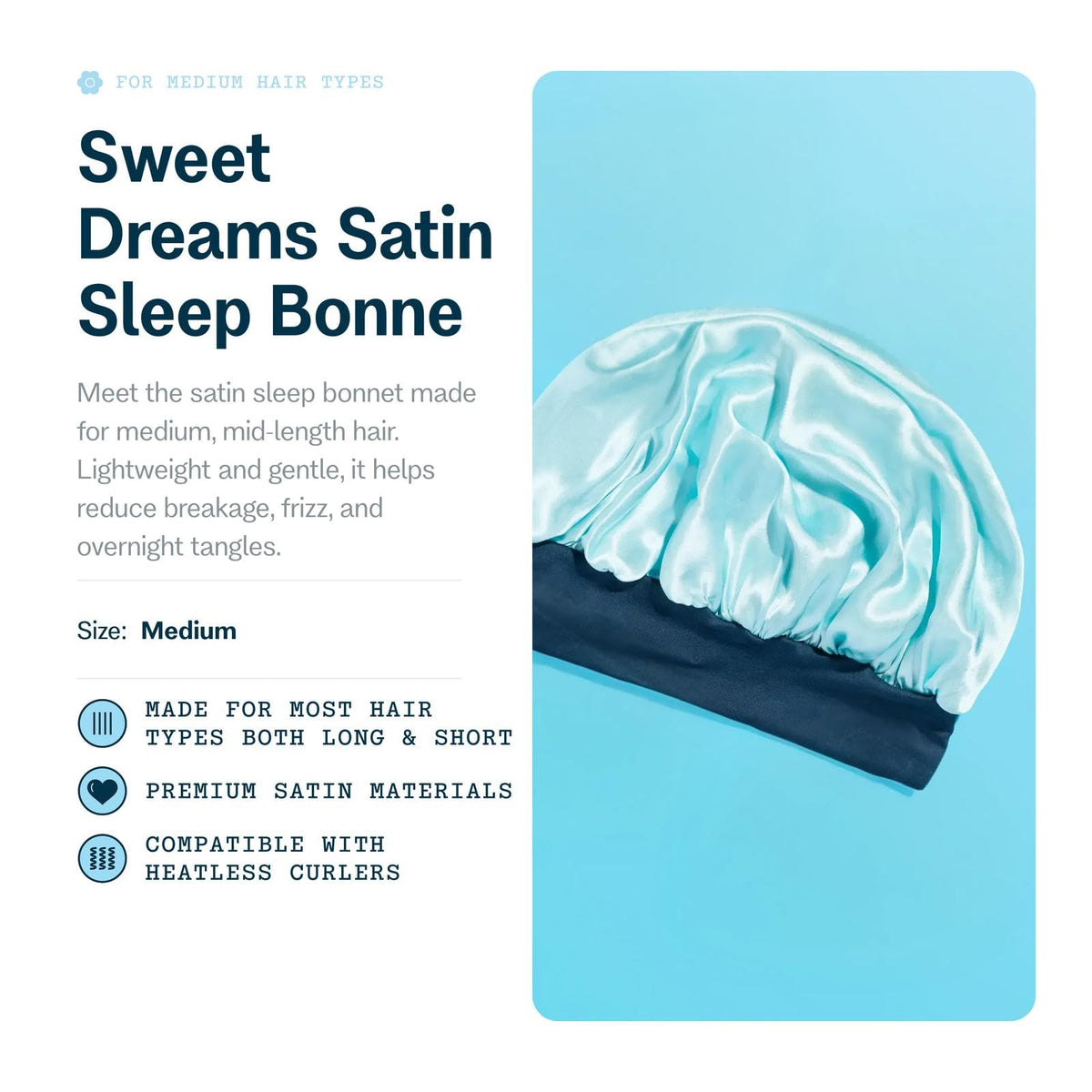 GIMME Beauty satin bonnet with adjustable band for secure, comfortable fit.