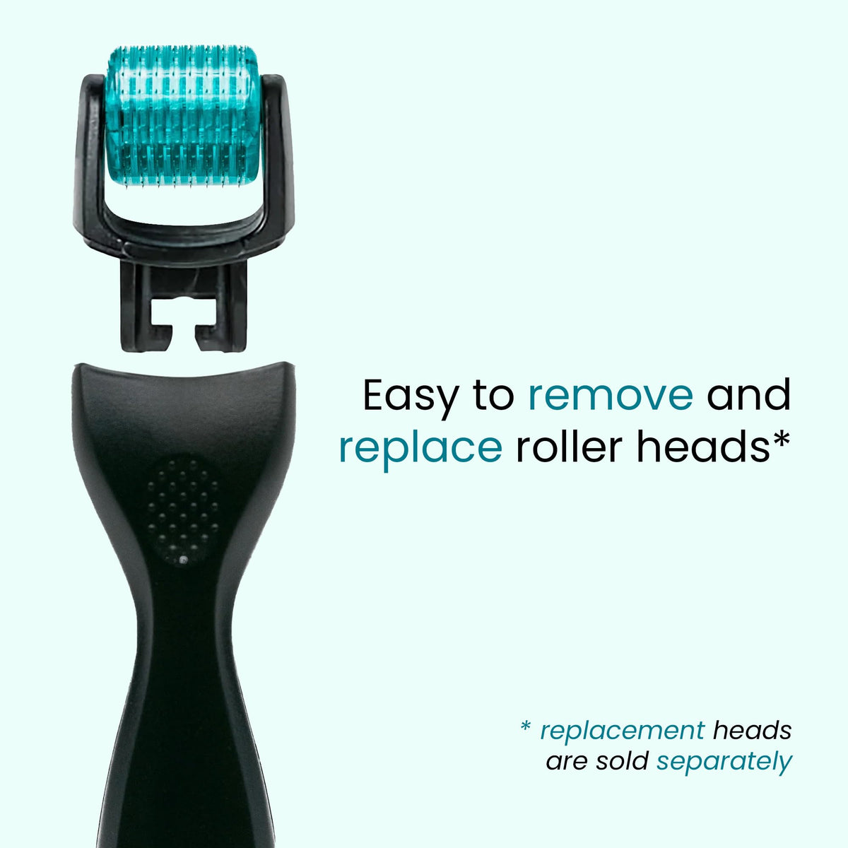 Close-up of Gin Amber Derma Roller with replaceable head
