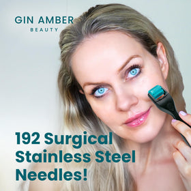 Gin Amber Derma Roller on the scalp for even product distribution