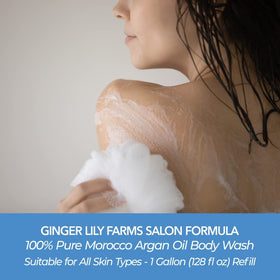 Ginger Lily Farms Argan Oil Body Wash vegan formula with cruelty-free branding