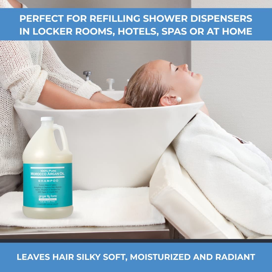 Ginger Lily Farms Argan Oil Shampoo bottle on shelf appealing to wellness shoppers