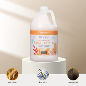 In-shower gallon refill for locker rooms and homes with Coco Mango