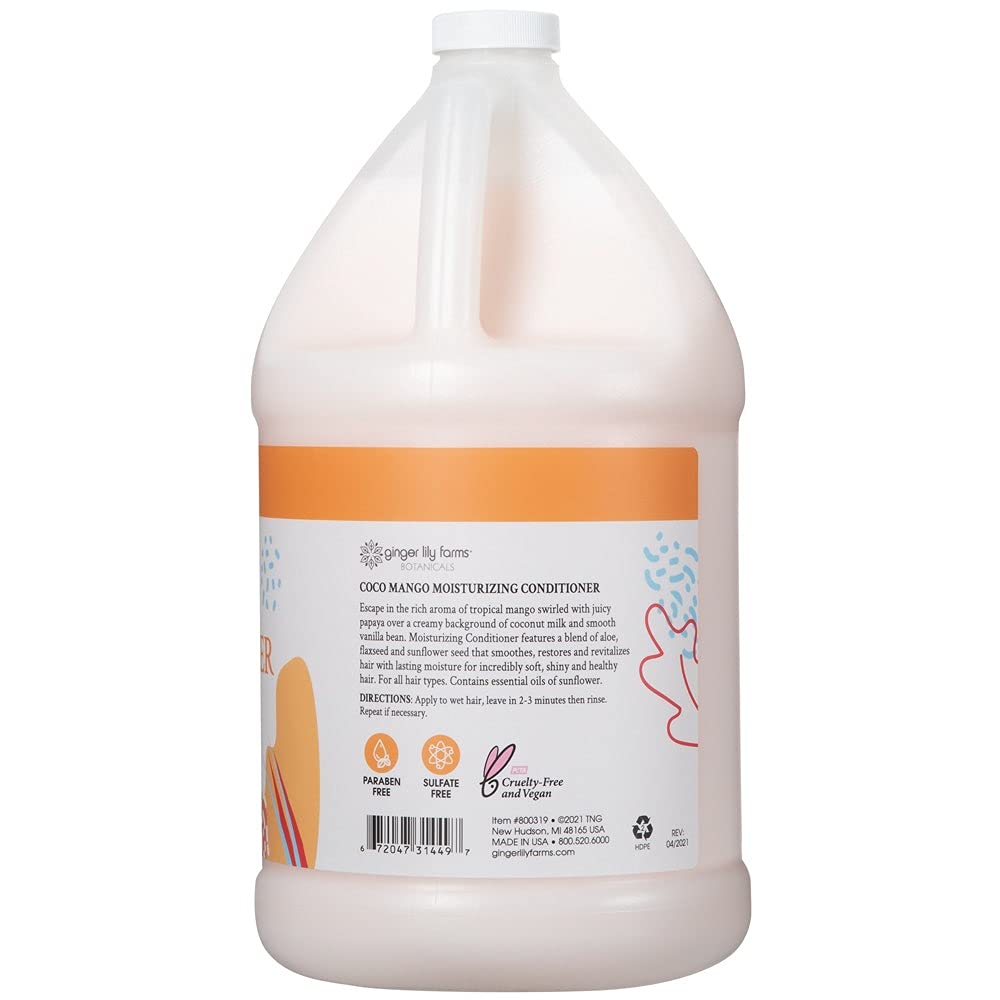 Close-up of Ginger Lily Farms Botanicals Coco Mango label showing vegan, cruelty-free credentials