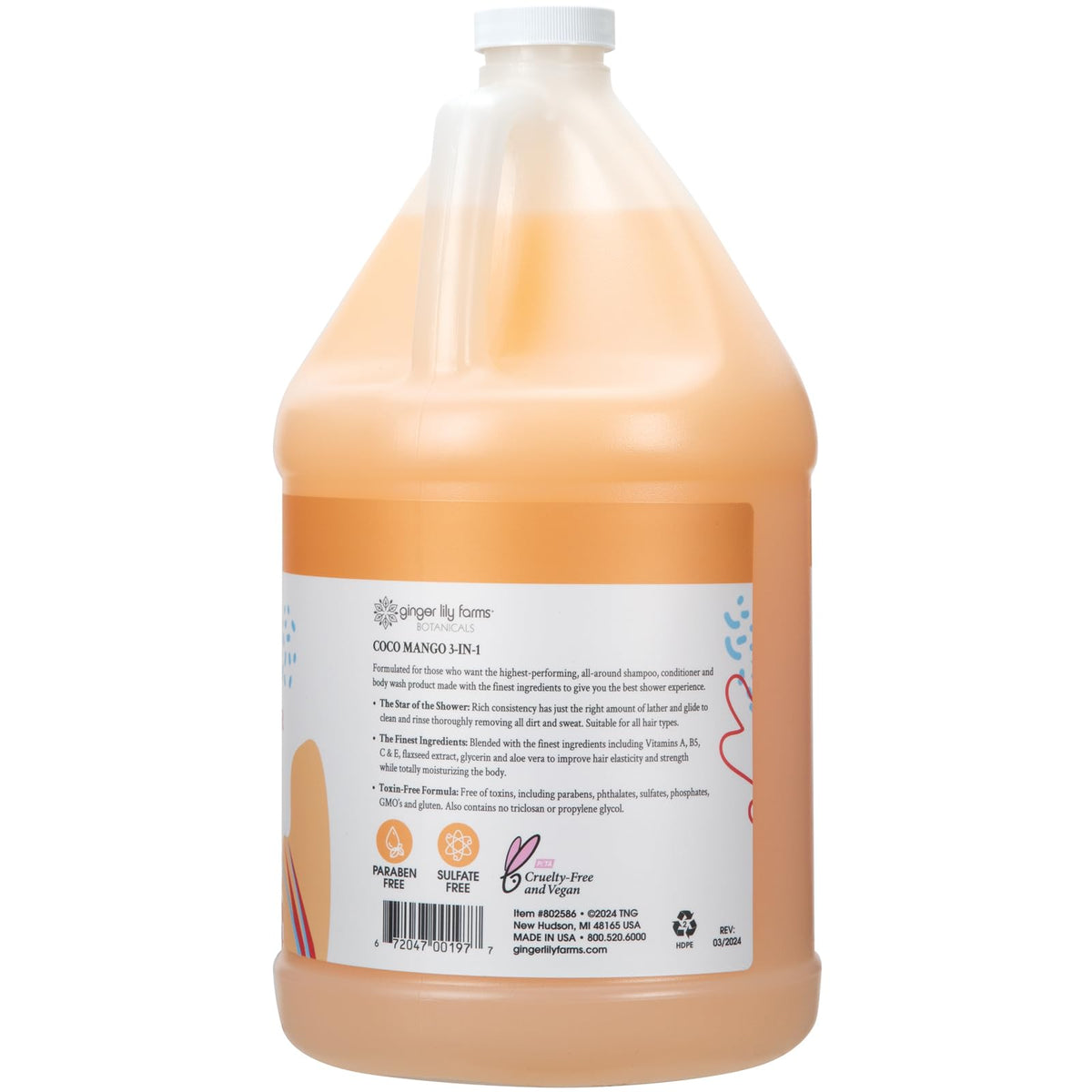 Ginger Lily Farms Coco Mango scent bottle close-up highlighting tropical fragrance.