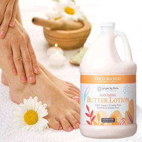 Ginger Lily Farms Botanicals lotion texture close-up shows light non-greasy feel.