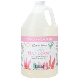 Ginger Lily Farms Botanicals foaming hand soap pour shows rich lather for quick cleansing