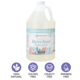 Ginger Lily Farms Botanicals foaming hand soap being dispensed with rich lather.