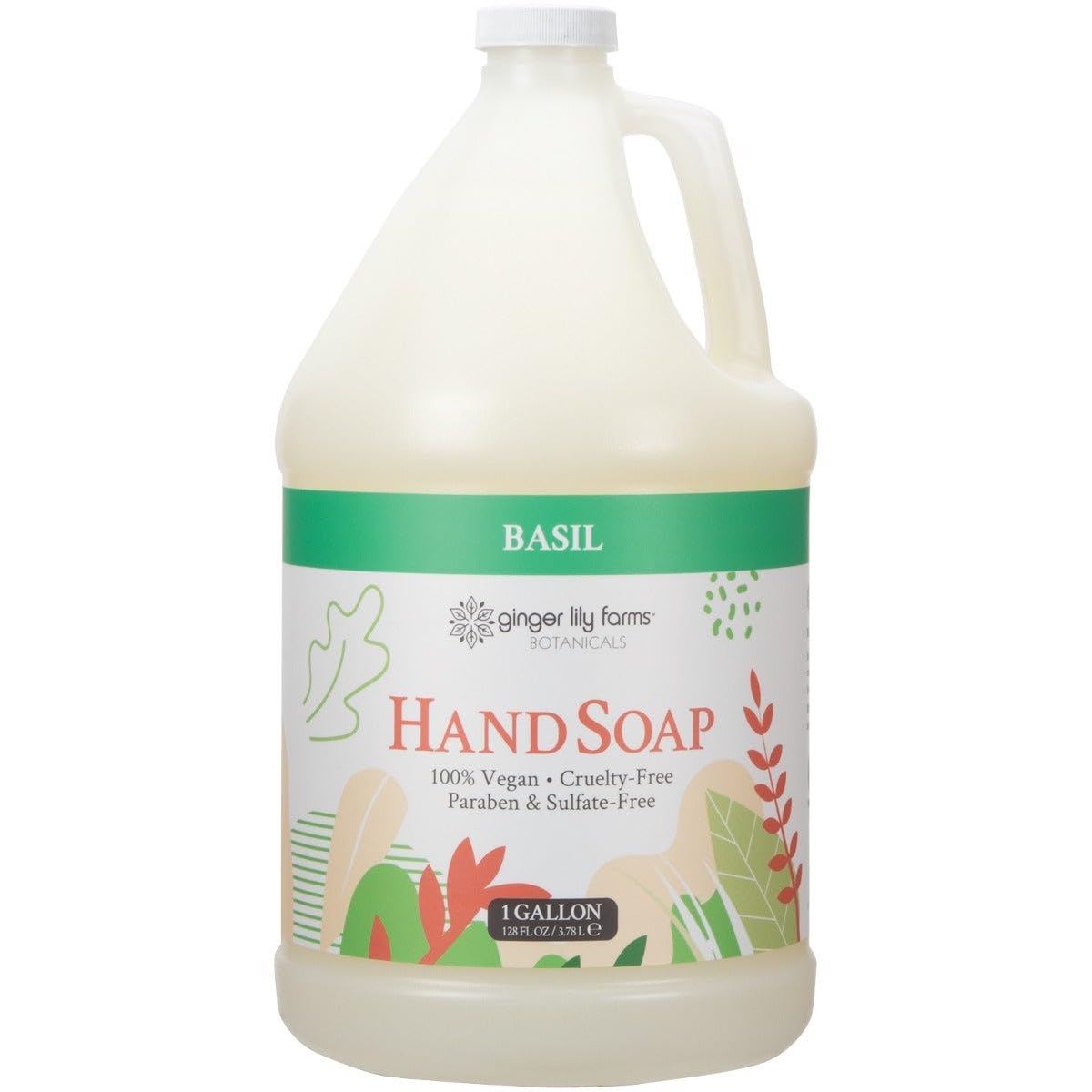 Ginger Lily Farms Botanicals hand soap bottle with basil scent for a refreshing cleanse