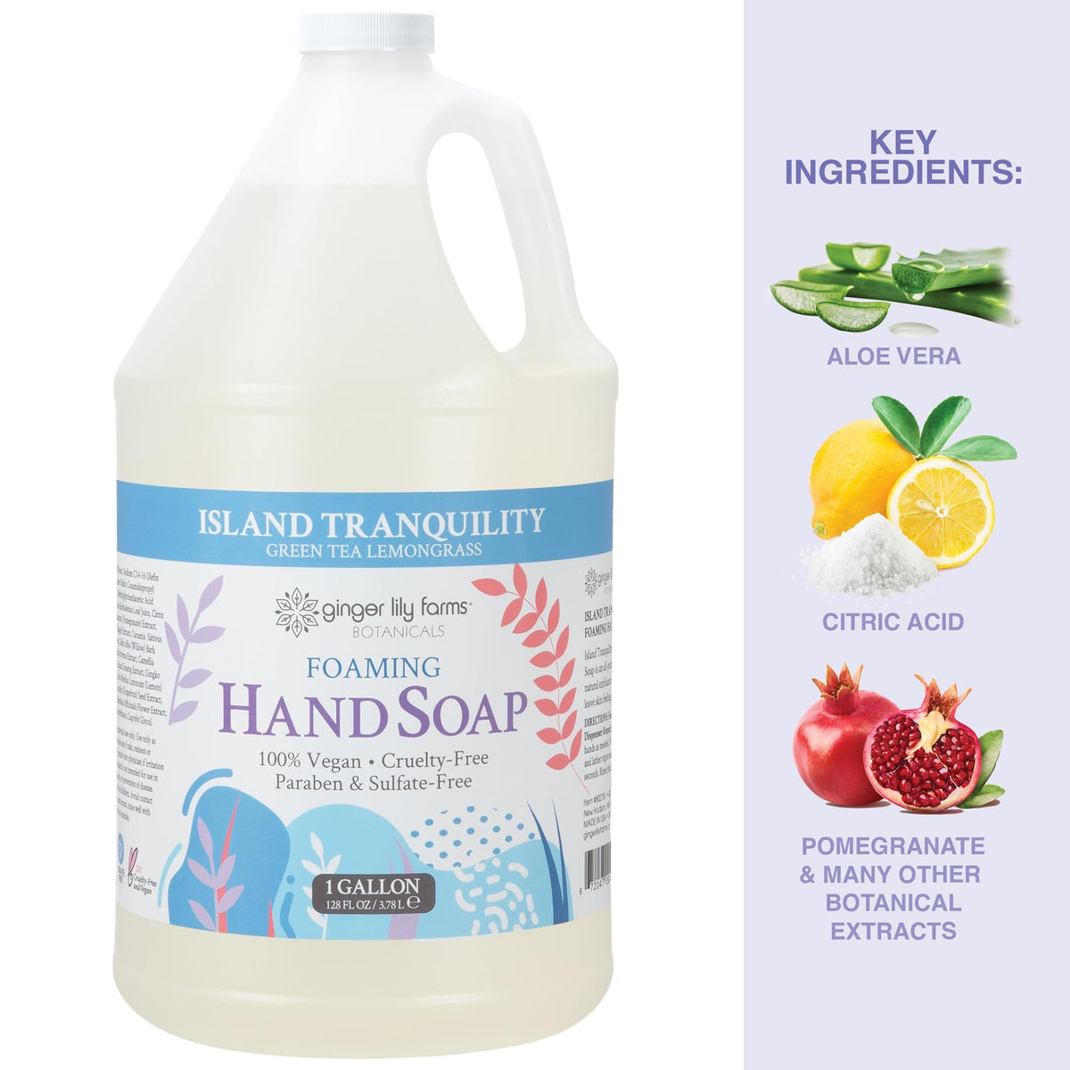 Ginger Lily Farms Botanicals hand soap close up showing rich foam
