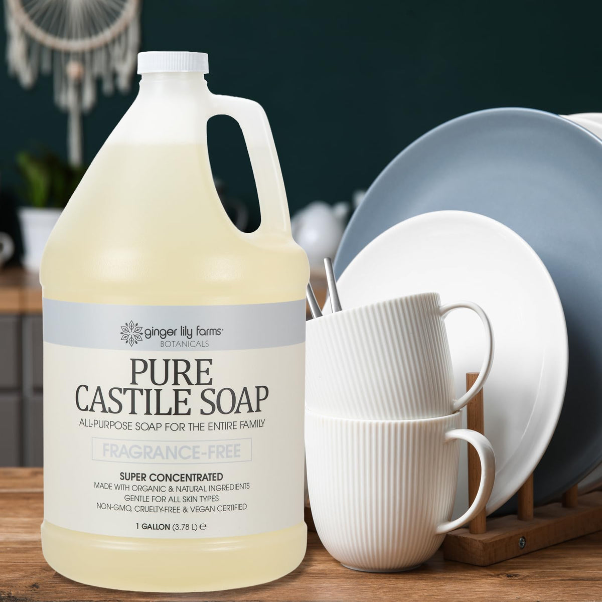 Ginger Lily Farms Castile soap for laundry delivers gentle cleaning.