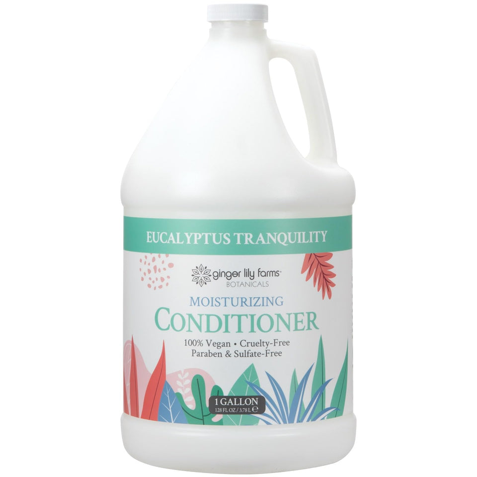 Ginger Lily Farms Botanicals Moisturizing Conditioner bottle with eucalyptus tranquility for hydrated hair.