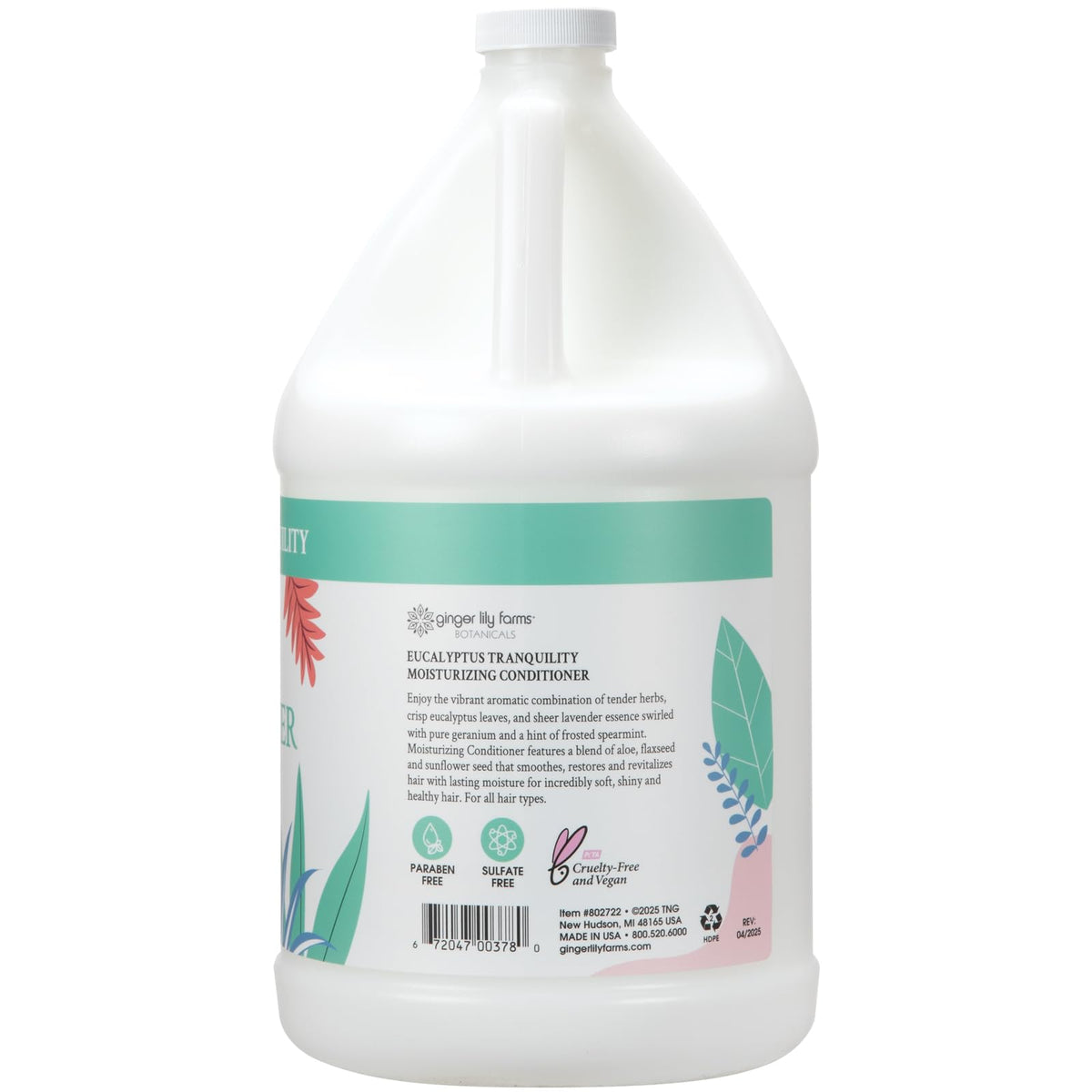 Close-up of Ginger Lily Farms Botanicals label highlighting vegan, cruelty-free formula.