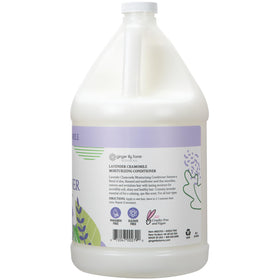 Gallon refill of Ginger Lily Farms conditioner on salon backbar reducing plastic waste
