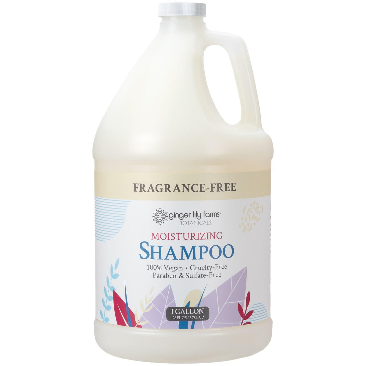 Ginger Lily Farms Botanicals moisturizing shampoo bottle pour provides fragrance-free hydration for all hair types