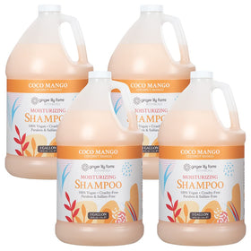 Ginger Lily Farms Botanicals moisturizing shampoo bottle pour with coconut mango scent