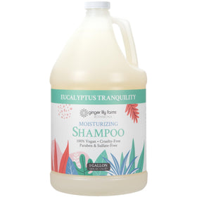 Ginger Lily Farms Botanicals Moisturizing Shampoo bottle showing eucalyptus tranquility for lasting moisture