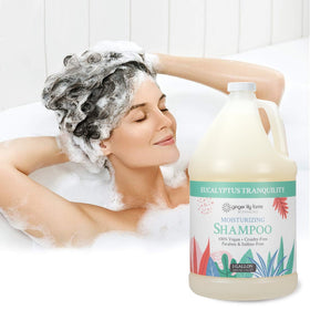 Ginger Lily Farms Botanicals Moisturizing Shampoo gallon refill highlighting eco-friendly packaging