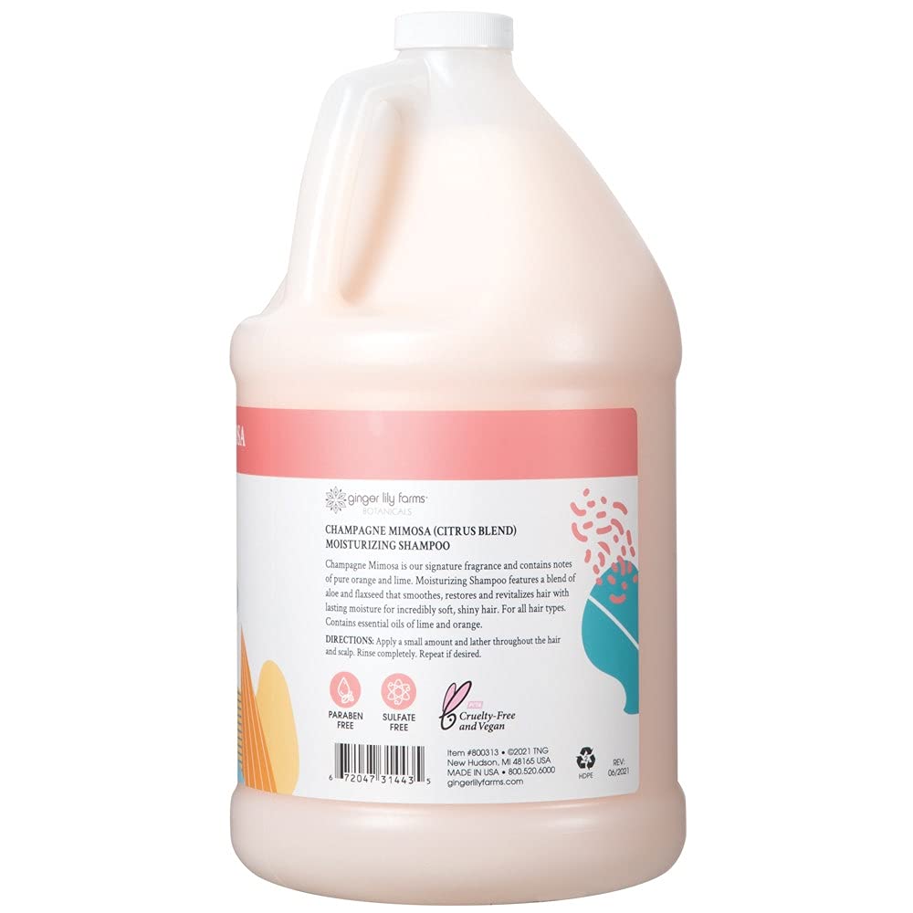 Ginger Lily Farms Botanicals moisturizing shampoo being poured for hydration.