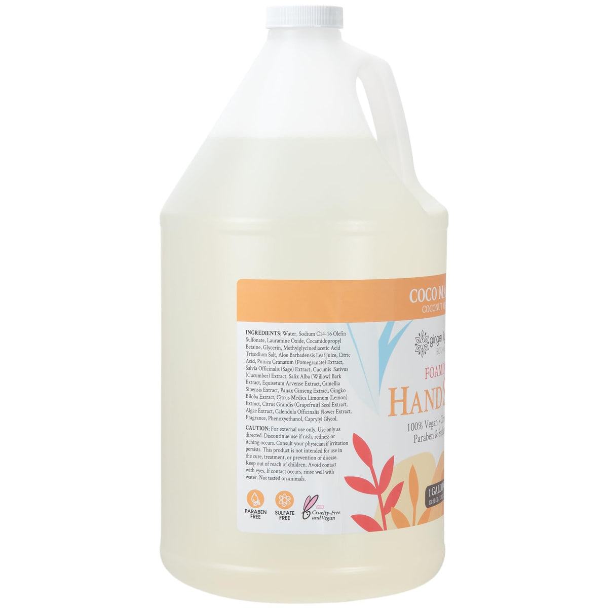 Natural ingredients label on Ginger Lily Farms Botanicals hand soap