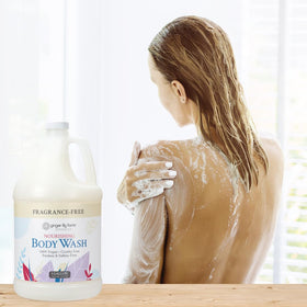 Ginger Lily Farms Botanicals Nourishing Body Wash cruelty-free vegan certification highlighted on packaging