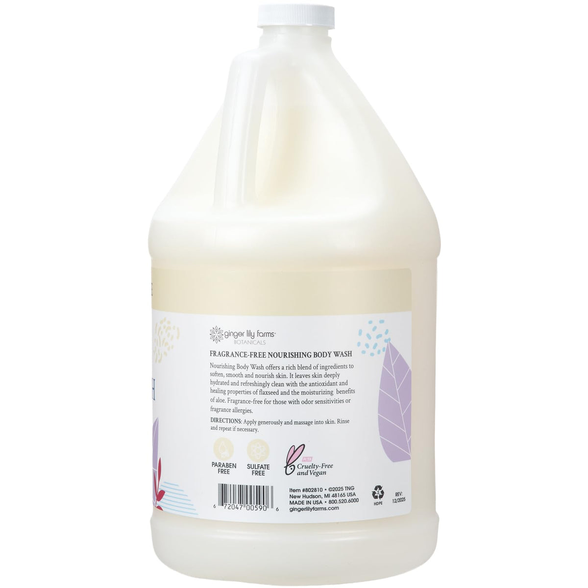 Ginger Lily Farms Botanicals Nourishing Body Wash ingredients flaxseed aloe visible blend