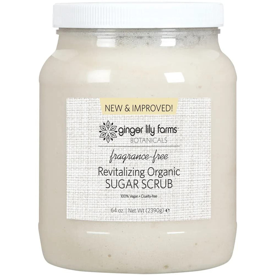 Ginger Lily Farms Botanicals Organic Sugar Scrub bottle for gentle exfoliation.