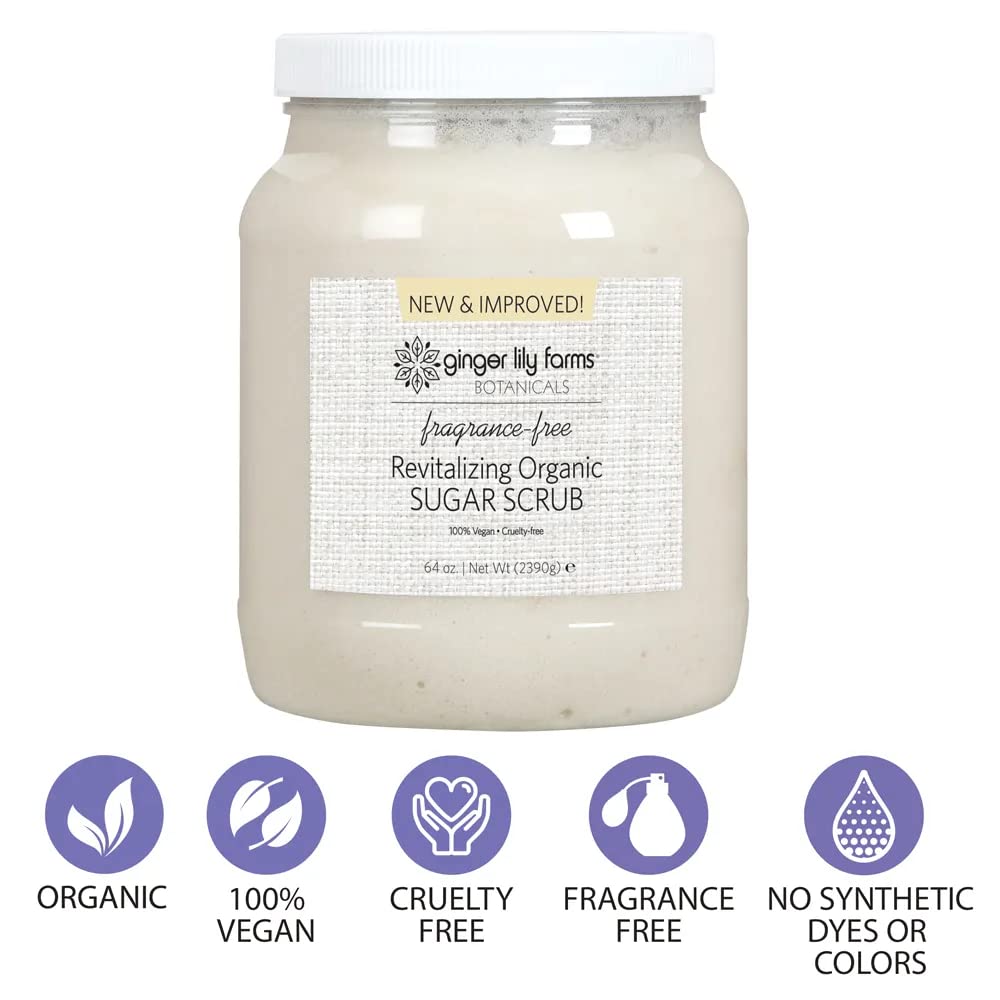 Ginger Lily Farms Botanicals Organic Sugar Scrub jar ready for daily skincare.