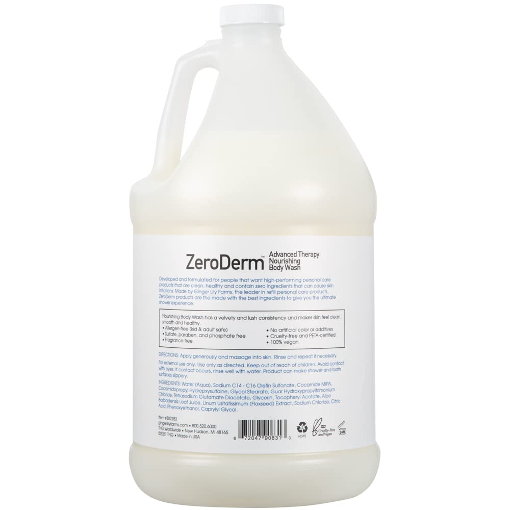 Ginger Lily Farms Botanicals gallon refill packaging highlights eco friendly refill for frequent use