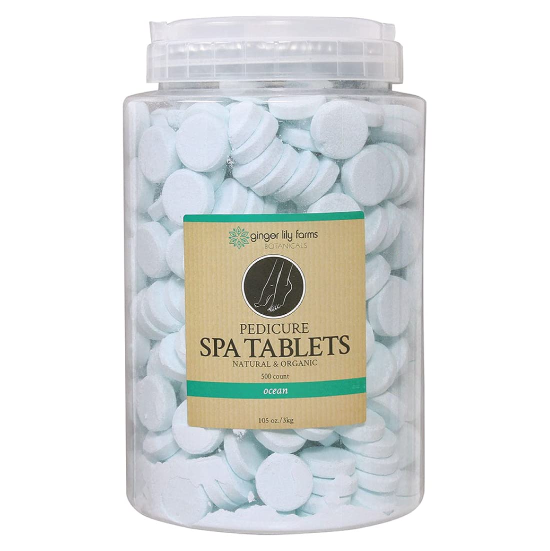 Ginger Lily Farms Botanicals Pedicure Spa Tablets with ocean scent for a refreshing foot soak.