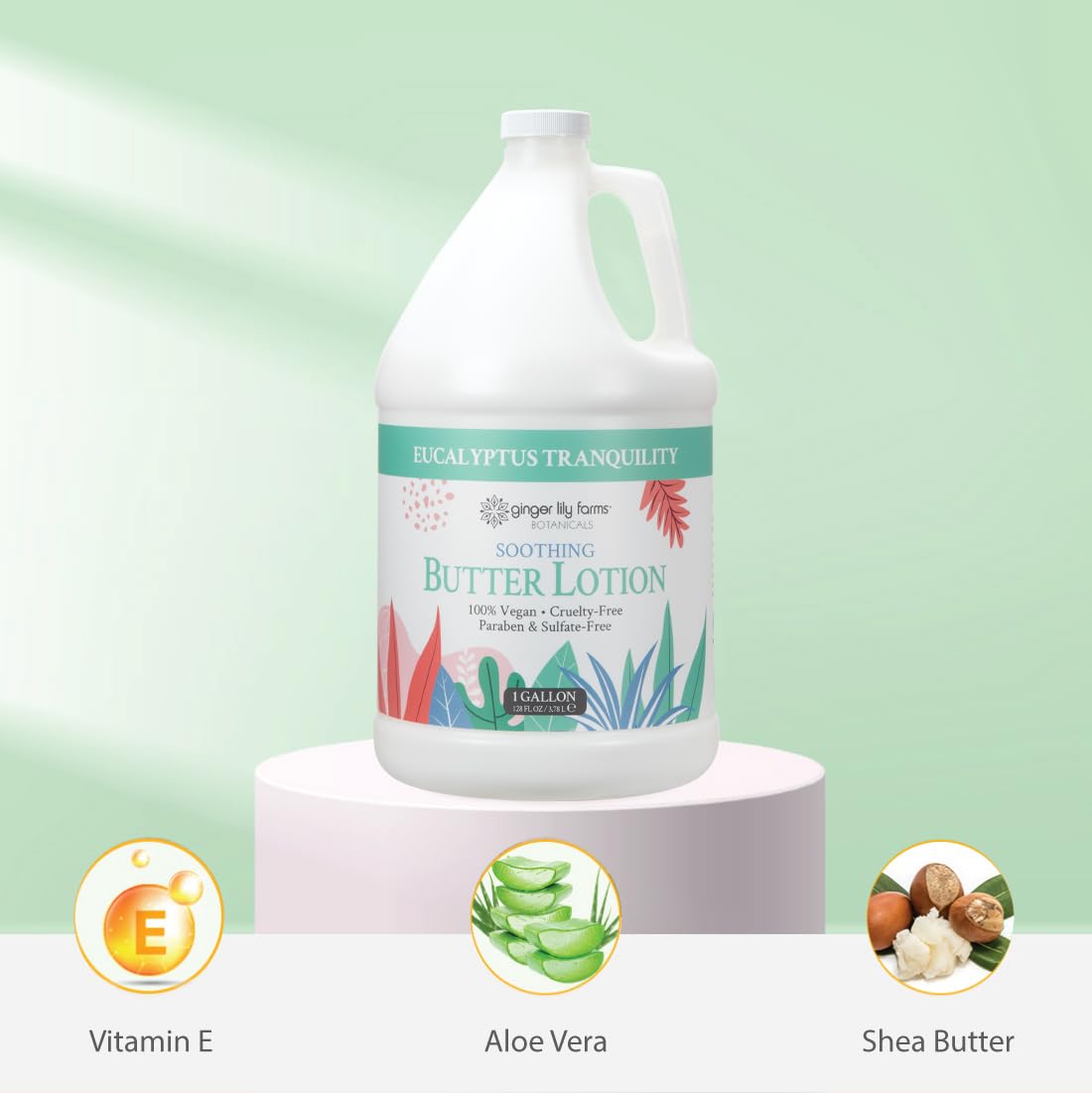 Ginger Lily Farms gallon refill reduces plastic waste and costs per use.