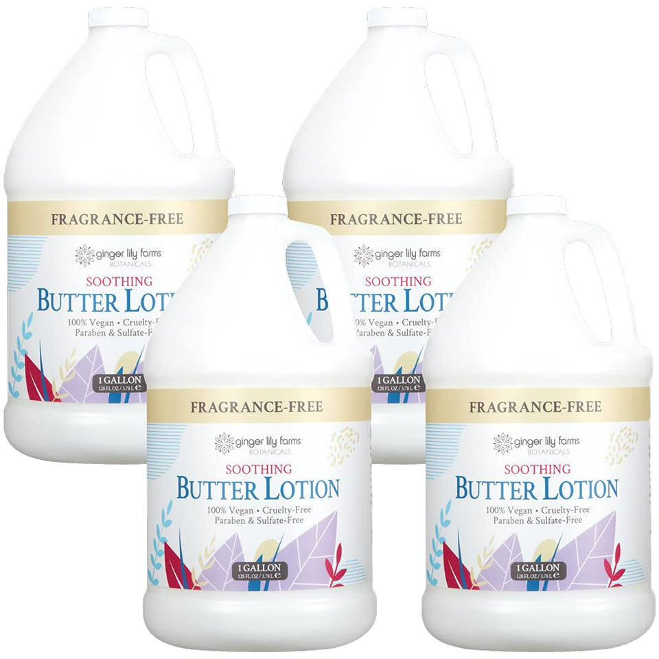 Ginger Lily Farms Botanicals soothing butter lotion jar shows silky hydration for dry skin